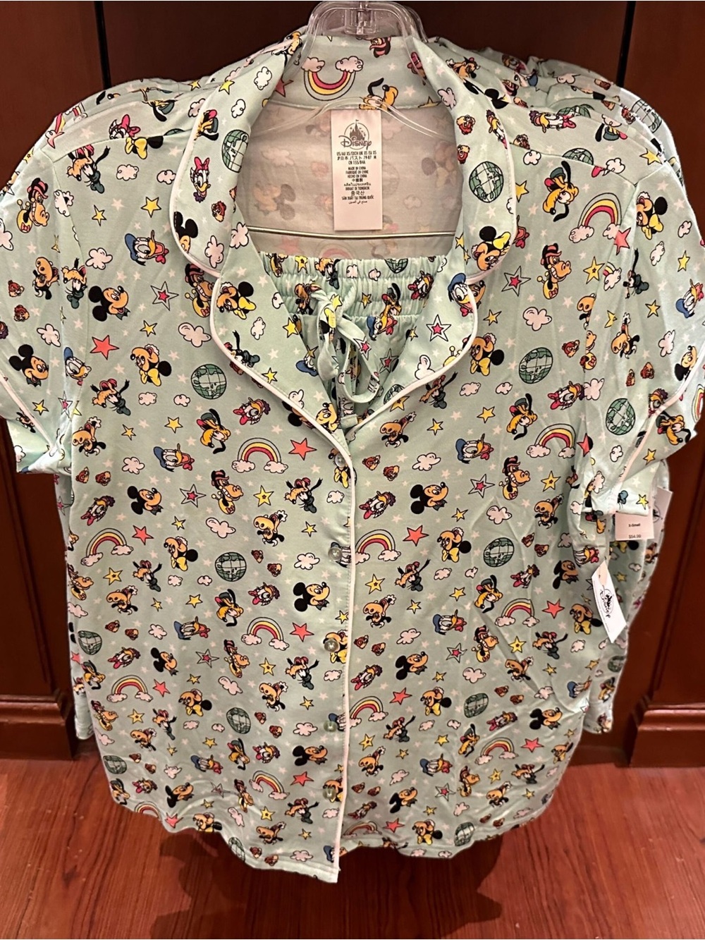 Disney Mint Green Mickey & Friends pajama set size 2xl